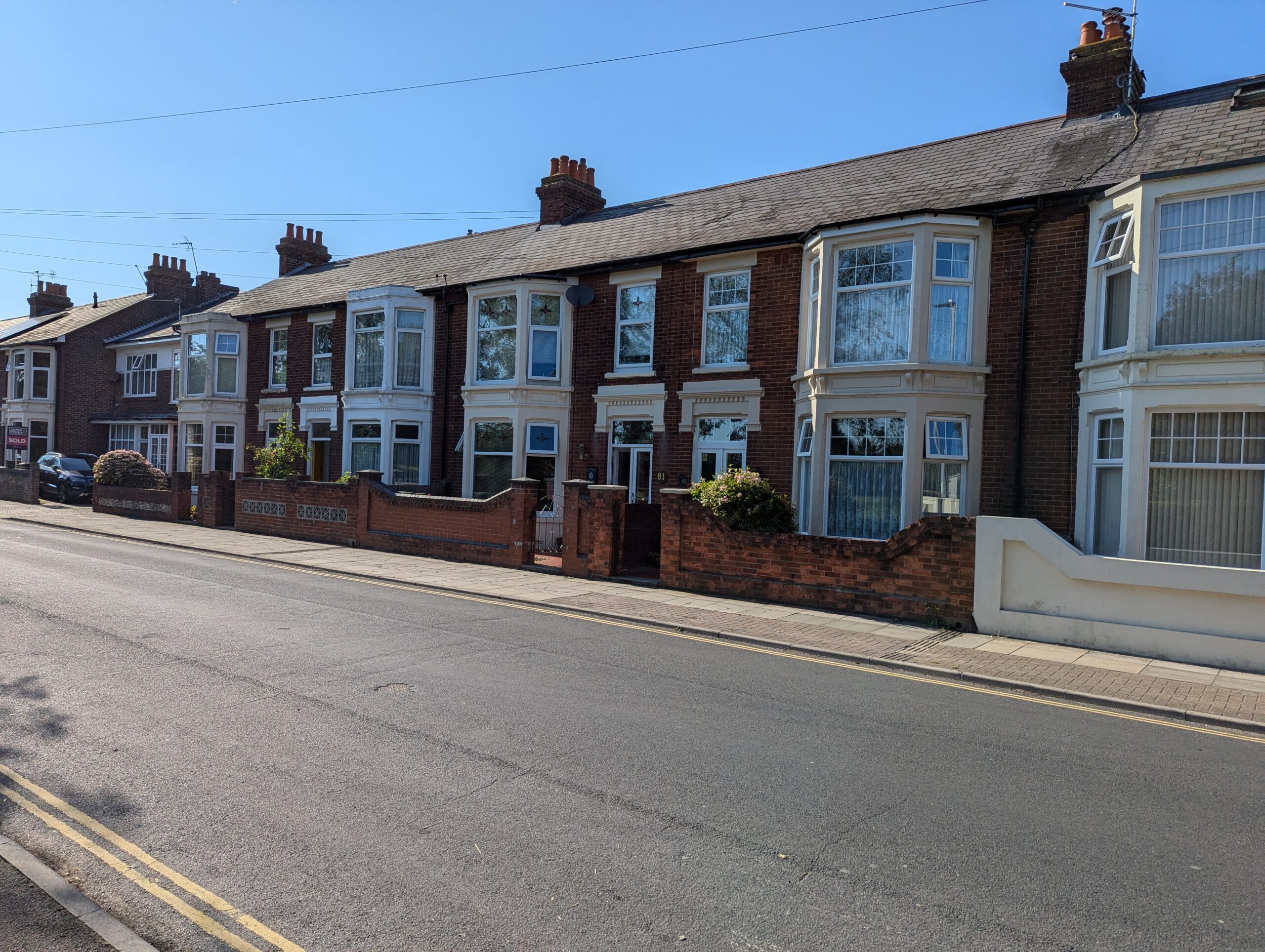 Terrace of houses on Mayfield Road in Portsmouth