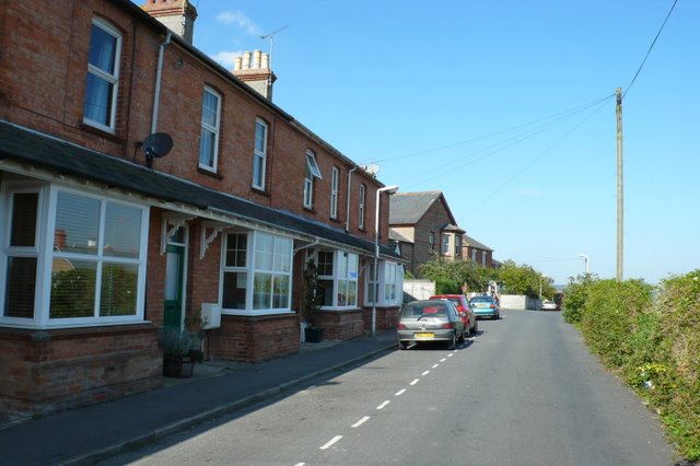 Victorian terraced houses on a residential street in Dorchester, Dorset